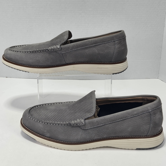 Johnston & Murphy Hodges Perforated Men's Gray Nubuck Leather Loafers Size 13 - Picture 2 of 15
